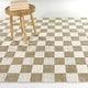 preview thumbnail 1 of 3, Maraini Checkered Indoor/Outdoor Area Rug 5'3" x 7' - Tan