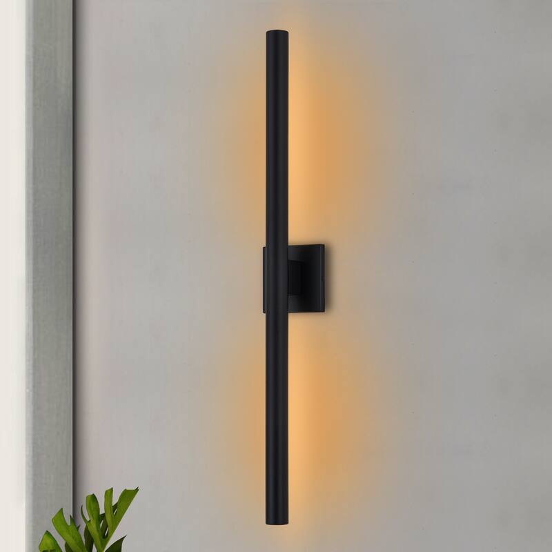 C Cattleya 2-Light Matte Black Dimmable Modern LED Outdoor Wall Sconce