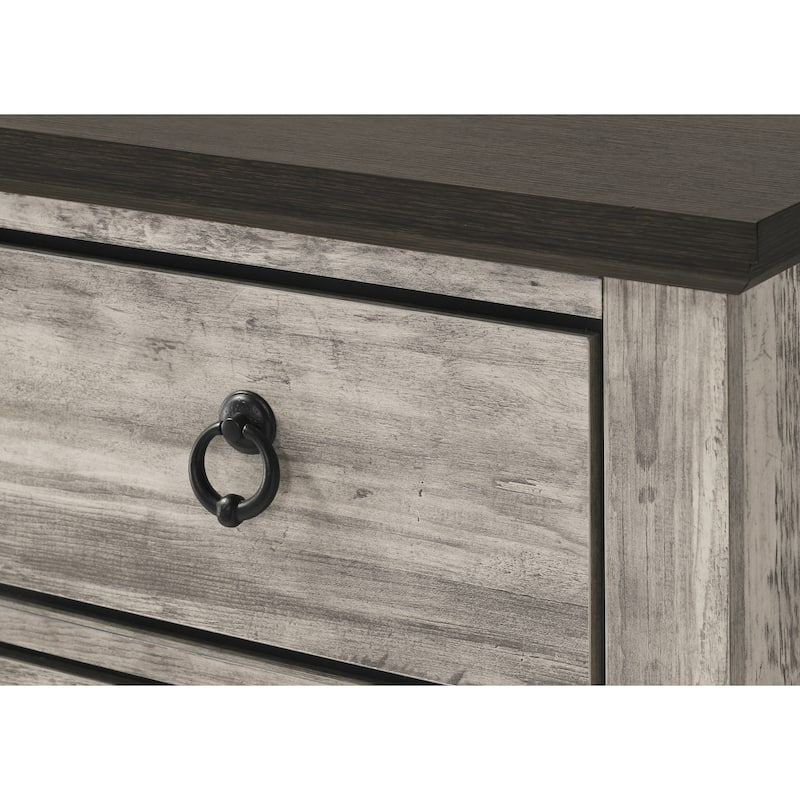 Aimon 3 Piece Gray Rustic Panel Bedroom Set