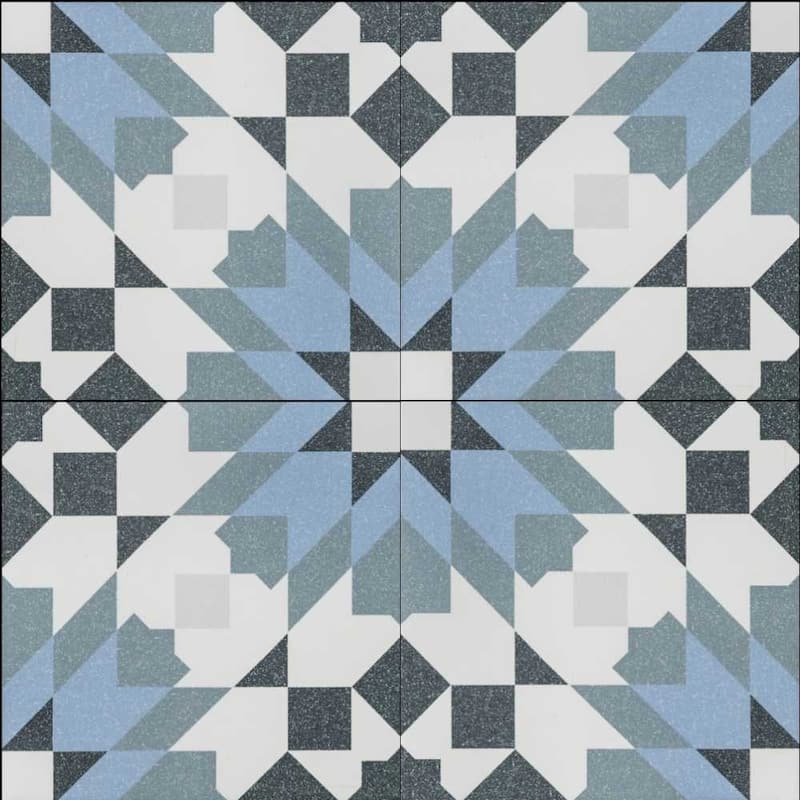 The Tile Life Garden Peony 8x8 Blue Porcelain Floor & Wall Tile