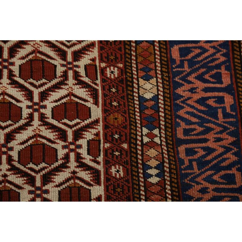 Pre-1900 Antique Vegetable Dye Shirvan Persian Wool Carpet - 4'10" x 8'7"