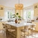 preview thumbnail 2 of 12, Ravy Farmhouse 6-Light Drum Rattan Chandelier Coastal Natural Pendant Light for Kitchen Dining Room - D 26" x H 15.7"