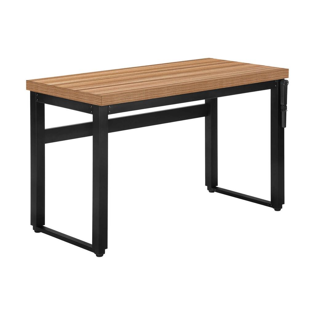 Computer Desk, Home Office, Standing, Adjustable, 48"l, Work, Laptop, Brown Laminate, Black Metal, Contemporary, Modern