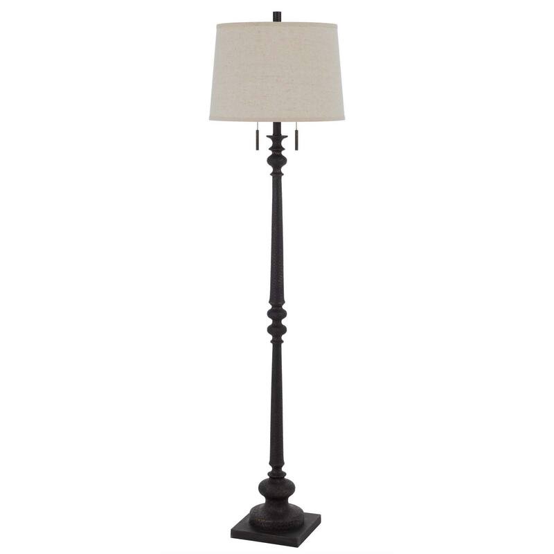 HomeRoots 63" Rusted Two Light Traditional Shaped Floor Lamp With Beige Square Shade - 16