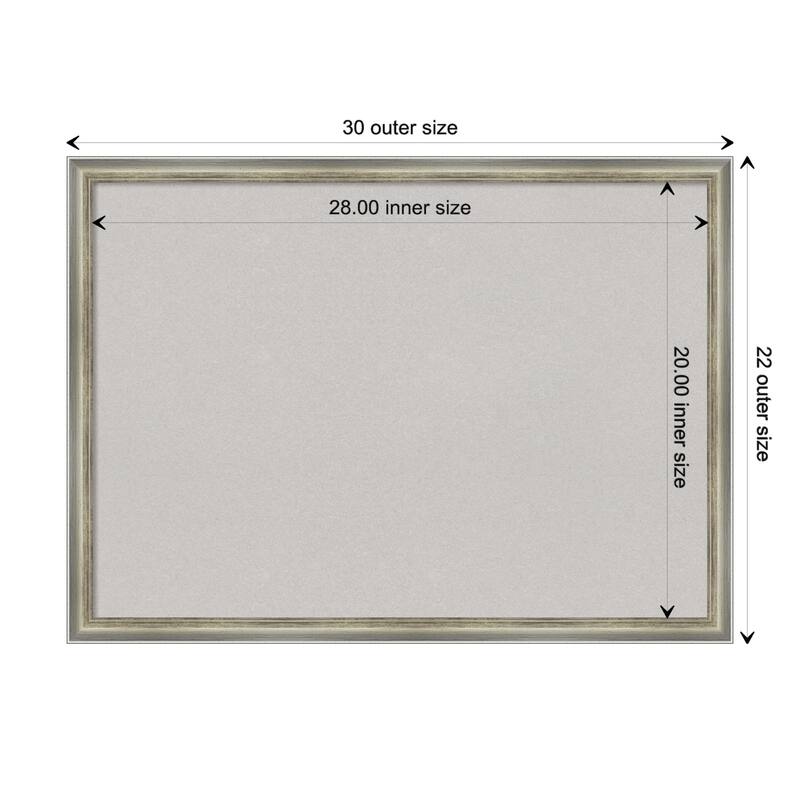 Salon Scoop Wood Framed Grey Corkboard Bulletin Board - Salon Scoop Silver - Board Size 28x20