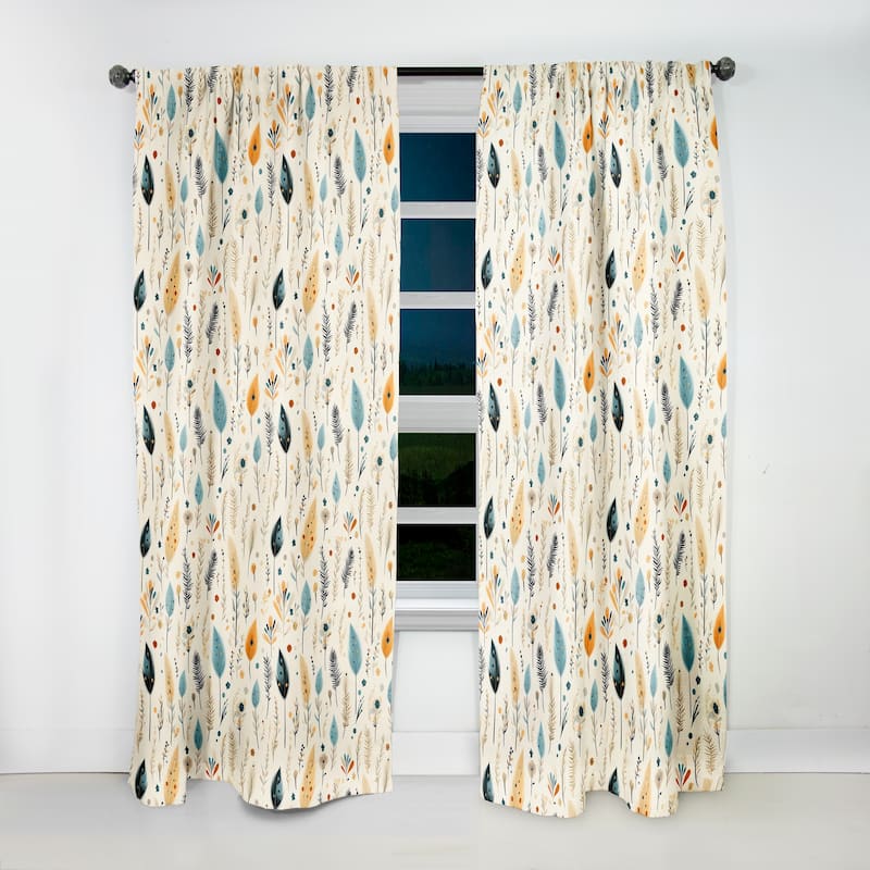 Designart "Antique Beige Vintage Minimalism Boho Pattern" Boho Curtain For Living Room Décor