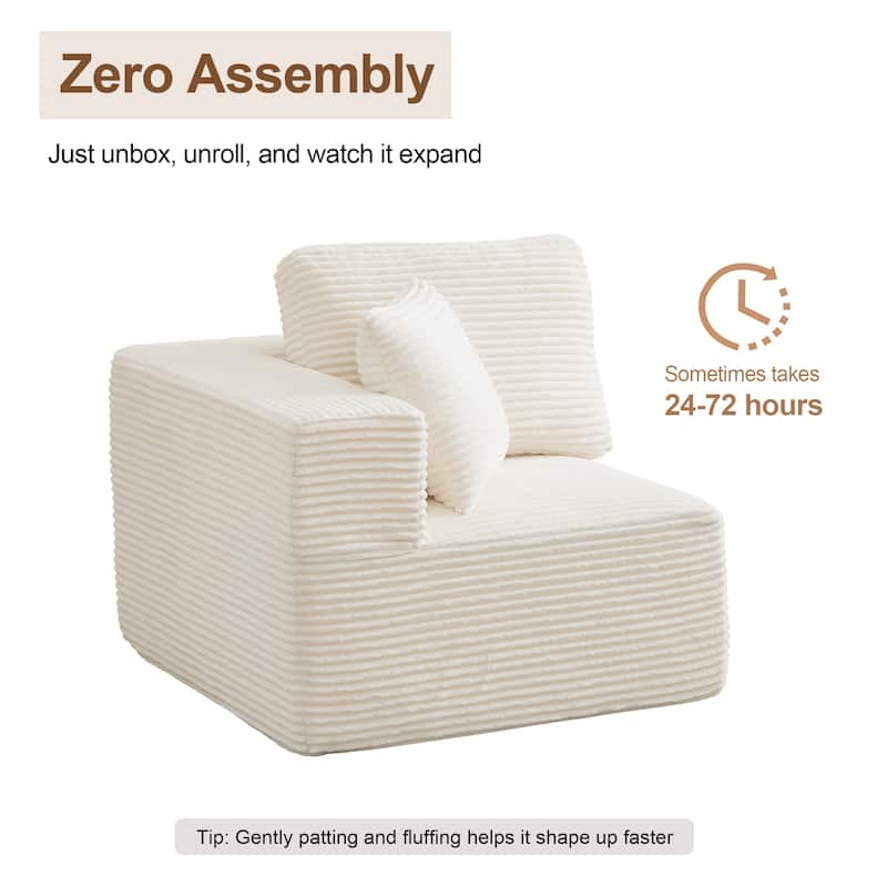 Couch Modular Sectional Sofa with Plush Corduroy No Assembly Required