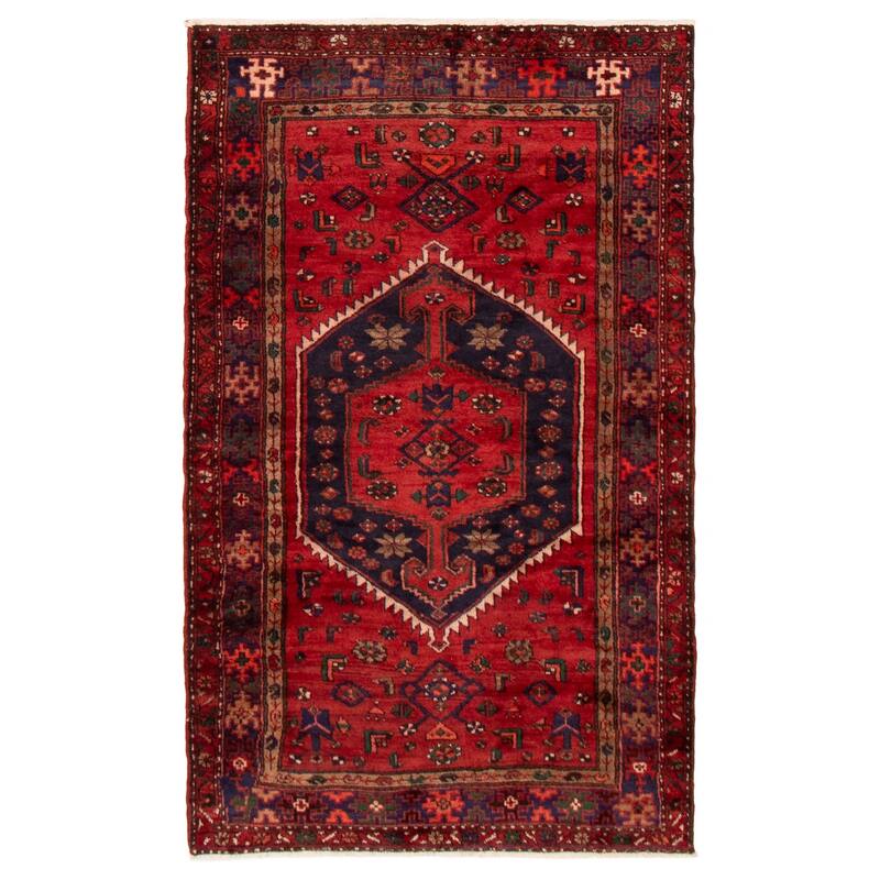 ECARPETGALLERY Hand-knotted Andelz Red Wool Rug - 4'4 x 7'1 - Red - 4'4 x 7'1