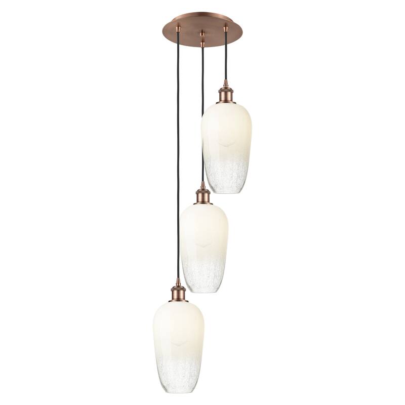 Innovations Lighting Endless Possibilities Ballston - Brookhaven Flute - 3 Light 14" Cord Hung Multi Pendant - Antique Copper/Opal