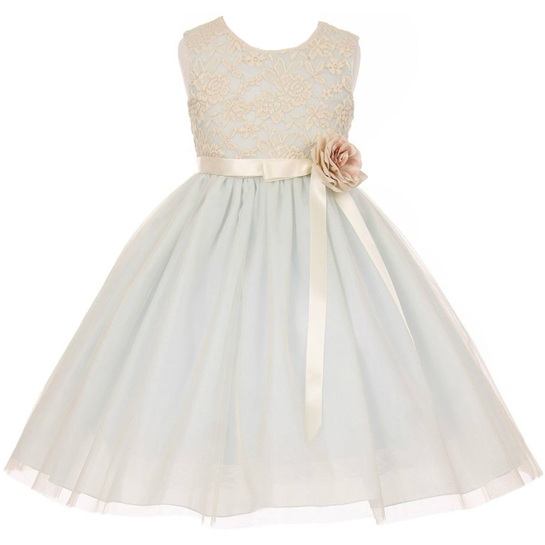 flower girl dresses with blue ribbon