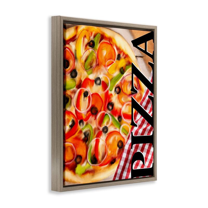 Stupell Gourmet Traditional Pizza Framed Floater Canvas Wall Art Design By Kim Allen