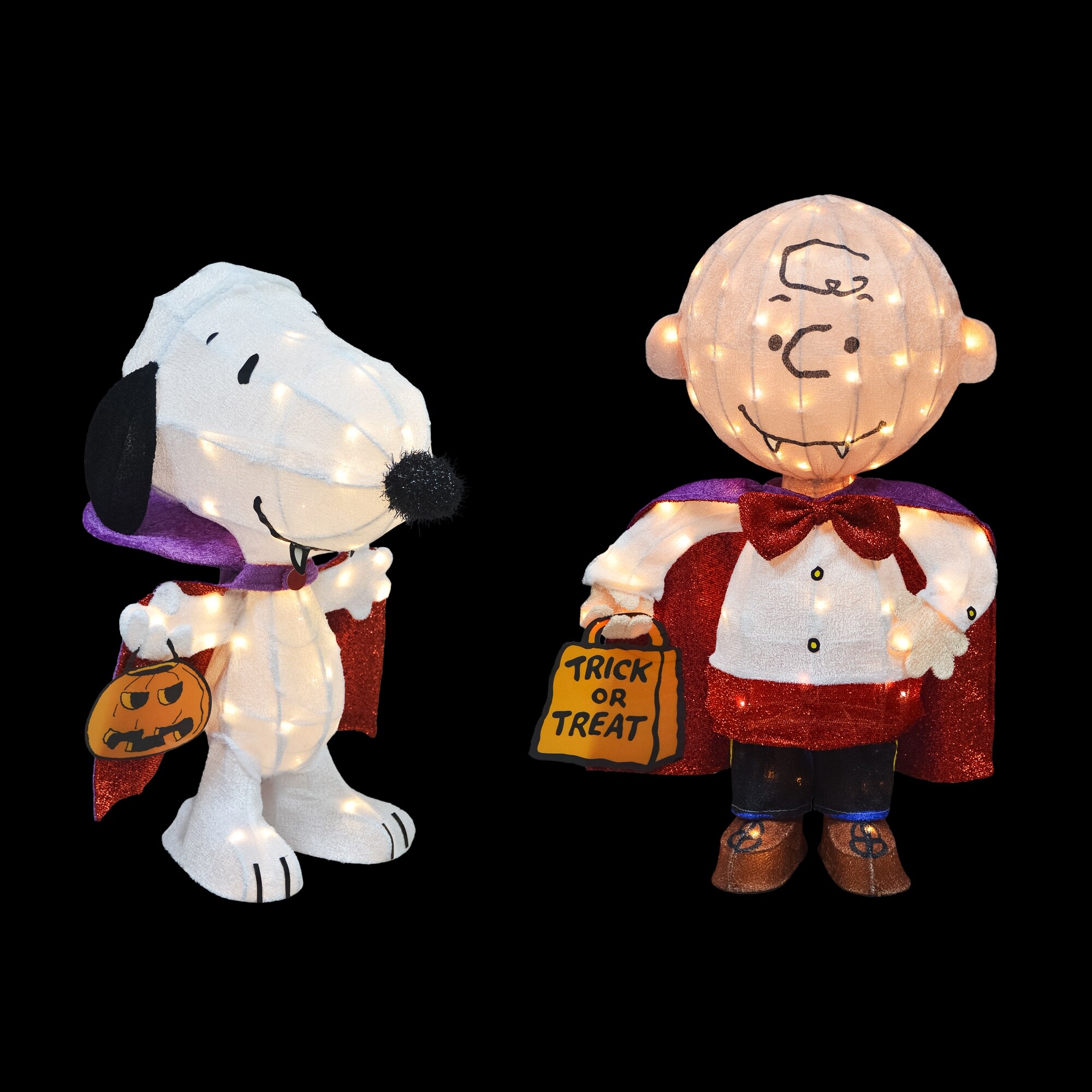 Set of Two Peanuts 3D Pre-Lit LED Yard Art Vampires - On