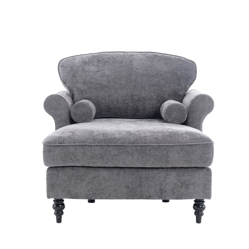 Anmytek Oversized Chenille Chaise Lounge Sofa Bed - Wide Seat Lazy Sleeper Reading Armchair