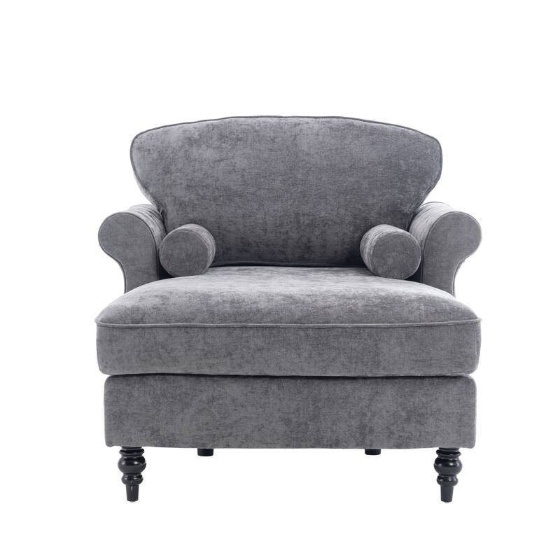 Oversized Chaise Lounge Indoor,Chenille Single Sofa Bed with Wide Seat,Upholstered Lazy Sleeper Armchair,Reading Couch Set