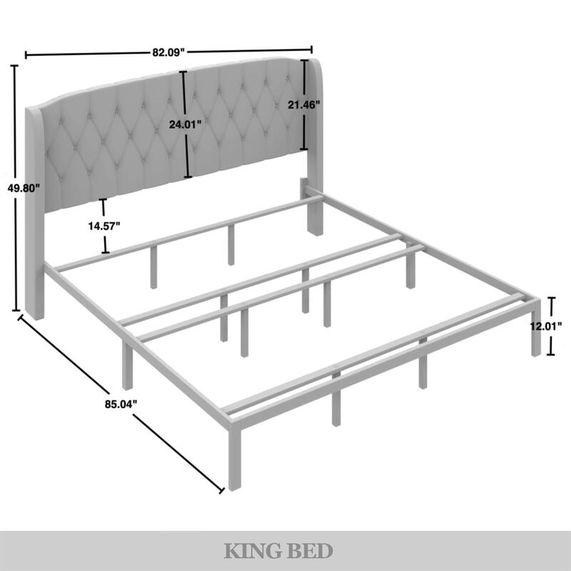 CraftPorch 2 Piece Bedroom Bench Set Velvet Wingback Upholstered Bed