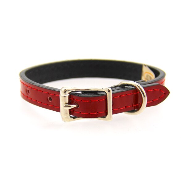 Manhattan Patent Leather Dog Collar By Auburn Red Manhattan Patent Leather Dog Collar By Auburn Red 22 Length X 1