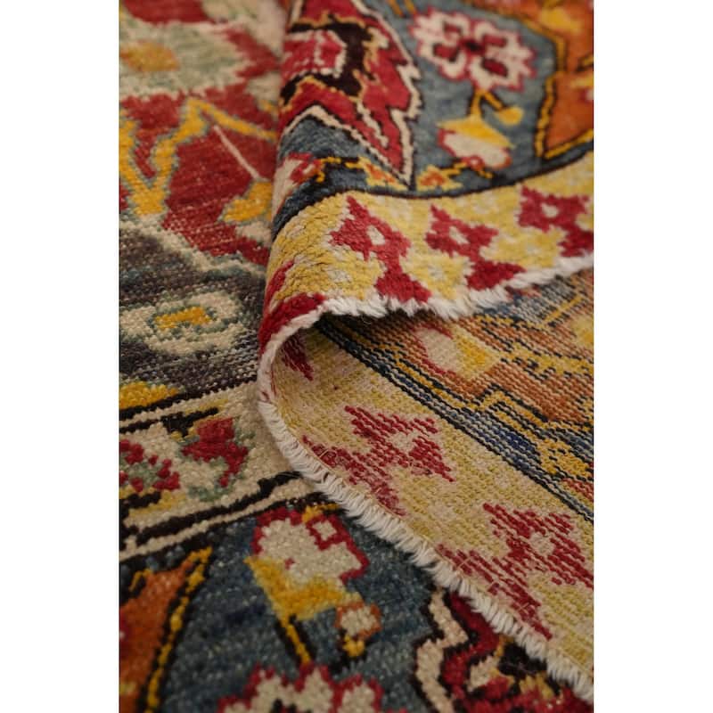 Hand Knotted Oriental 100% Wool Carpet Transitional Floral Oranges & Rust Oushak Area Rug - 9' 0'' X 6' 9''