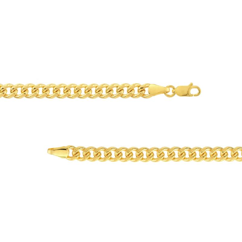 Curata 14k Yellow Gold 5.35mm Hollow T Miami Curb Chain Bracelet Lobster Lock Closure 8.50 Inch