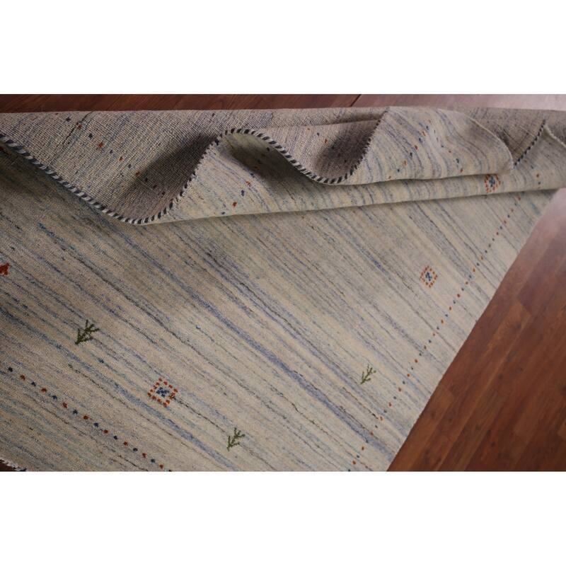 Tribal Striped Gabbeh Indian Accent Rug Handmade Wool Carpet - 4'0"x 5'9"