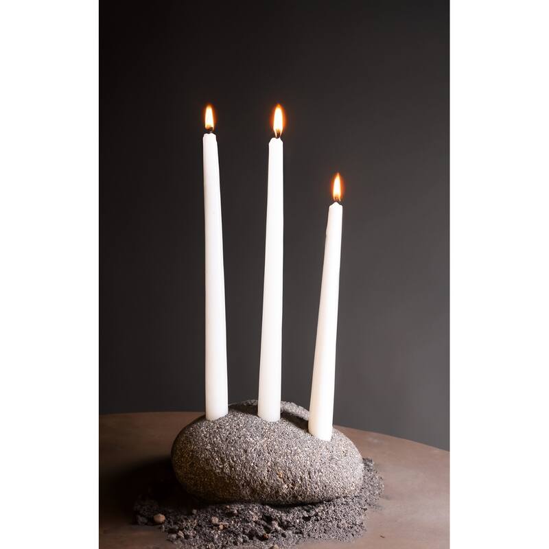 Candleholder Rock 3 Holes Natural 7.5"x5.5"x2.5"- ST - Natural - Natural