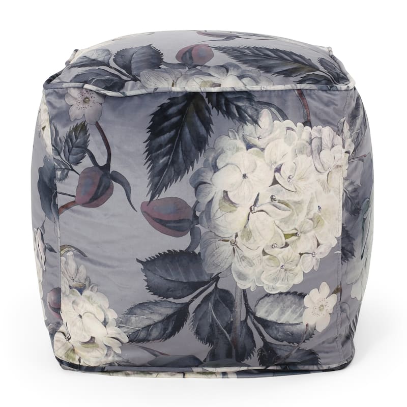 Reigle Traditional Medium Fabric Flower Print Cube Pouf by Christopher Knight Home