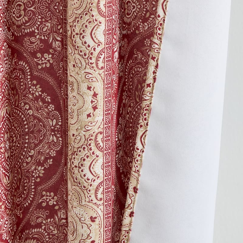 HLC.ME William Boho Damask Striped Window Back Tab Rod Pocket Curtains - Light Blocking Darkening Panels, Set of 2