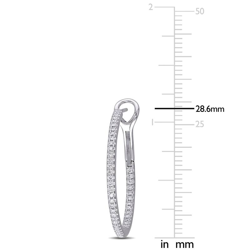 Miadora 14k White Gold 1/2ct TDW Diamond Inside Outside Hoop Earrings - 28.6 mm x 1.9 mm x 28.5 mm