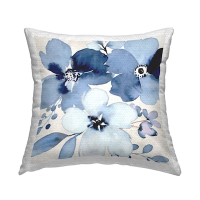 Stupell Modern Blue Flower Blossoms Printed Outdoor Throw Pillow Design by ND Art