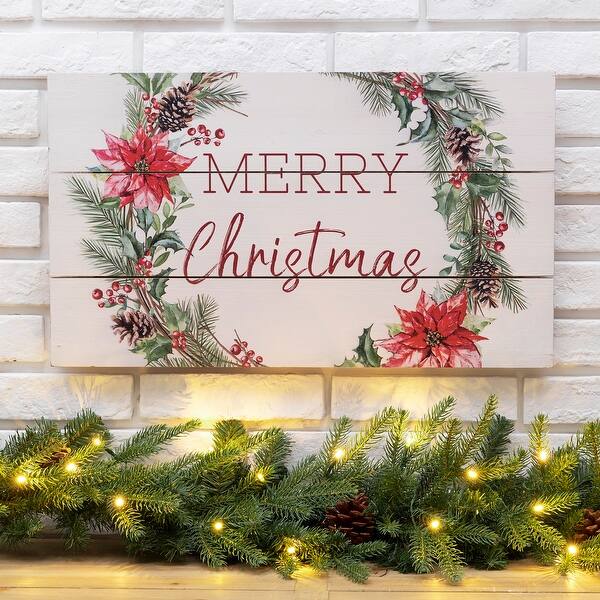 Shop Glitzhome 24 L Wooden Merry Christmas Wall Decor On Sale Overstock 31762404
