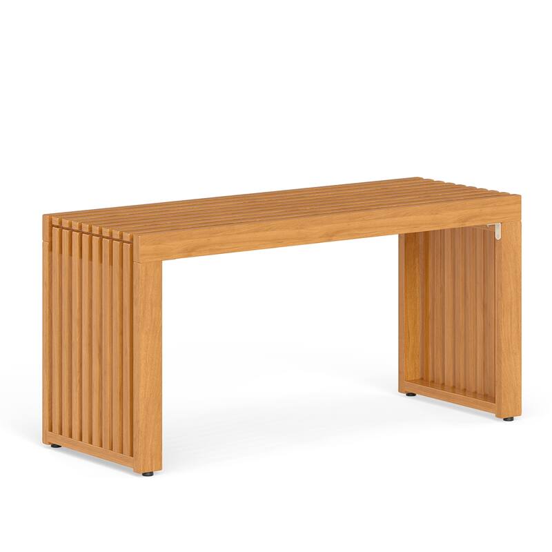 Gymax 36 Inch Patio Bench All-Slat Acacia Wood Loveseat for 2 People