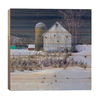 A Driftless Barn Yard At Midnight Print On Wood by Ben Bauer - Multi-Color