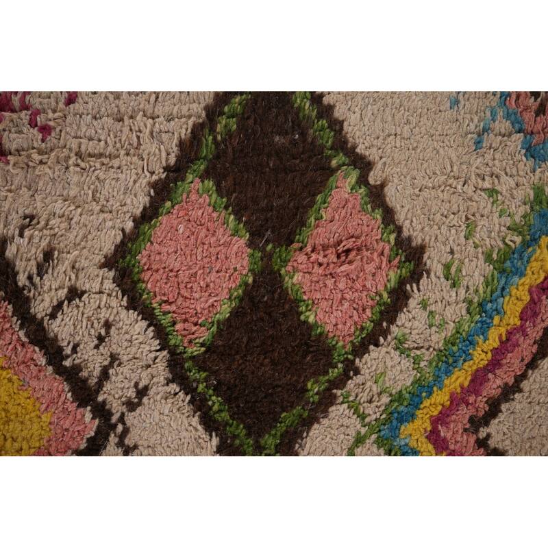 Hand Knotted Oriental 100% Wool Carpet Modern Tribal Beige & Ivories Moroccan Area Rug - 10' 3'' X 7' 6''