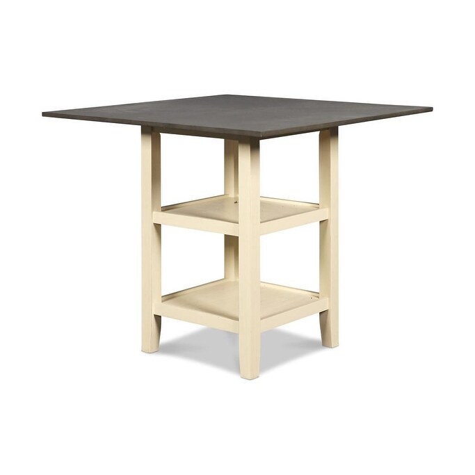 Paige 5 pc Farmhouse Dining Set Brown Creme Counter Height by New Classic Furniture