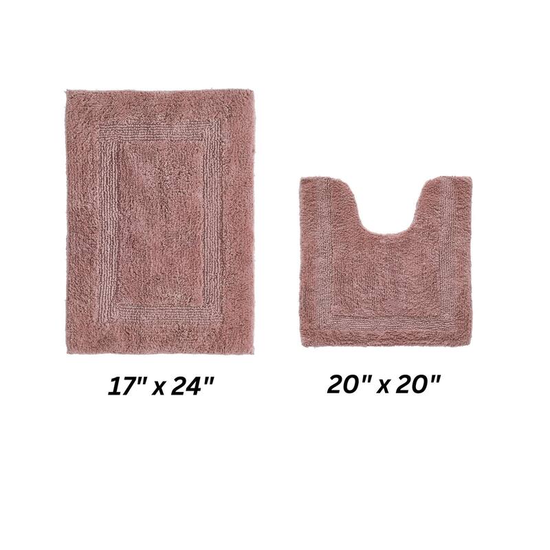 Better Trends Bath Rugs Set 100% Cotton Reversible Water Absorbent Bathroom Rug for Shower, Sink, Bath Mats - Lux Collection