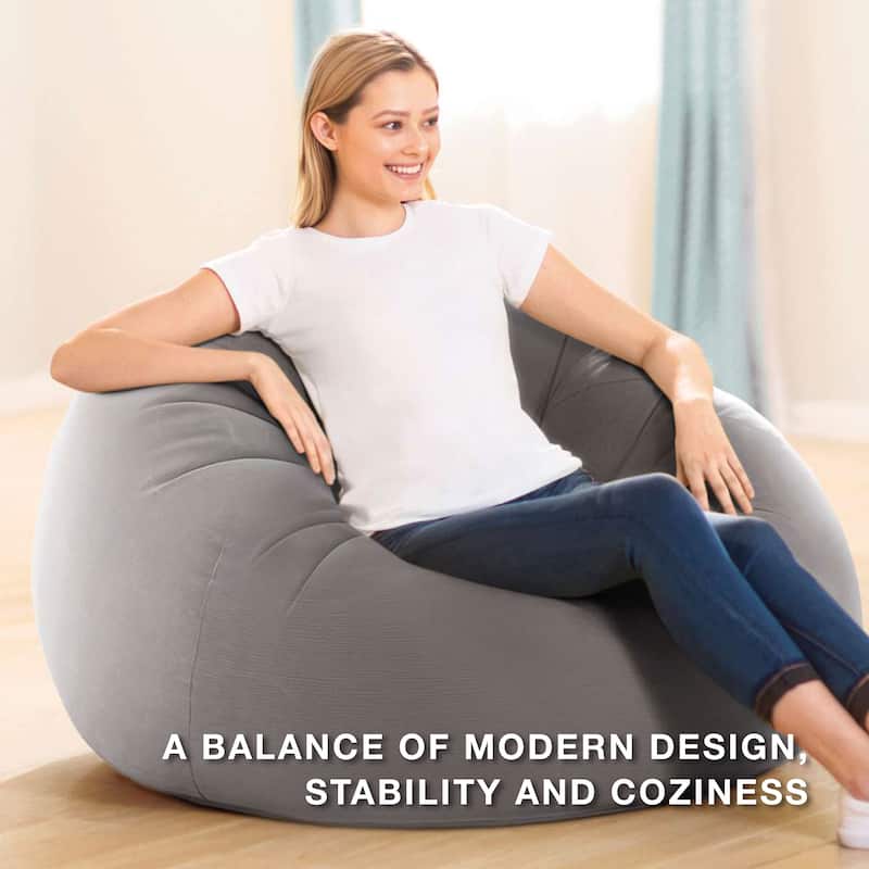 Intex Inflatable Contoured Corduroy Beanless Bag Lounge Chair, Gray (5 Pack) - 5.5