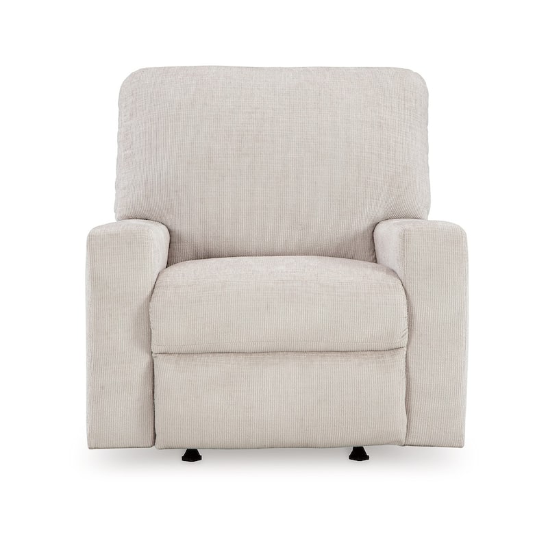 Avie Rocker Recliner Chair, Gentle Motion, White Ivory Polyester