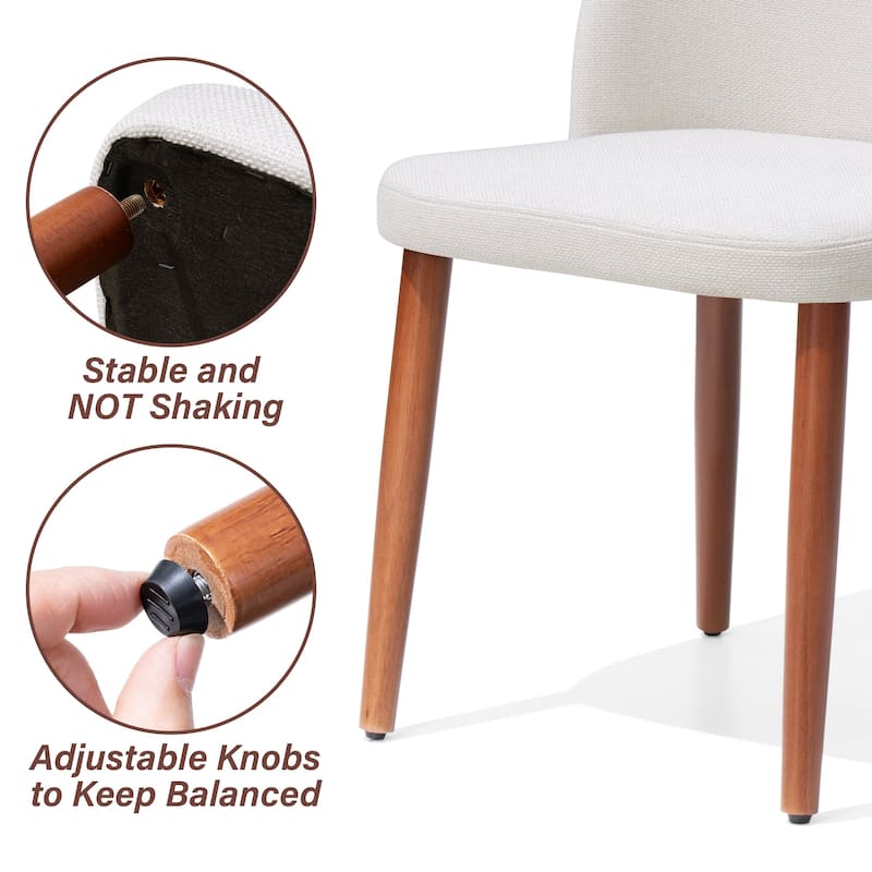 Modern Upholstered Dining Chairs with Padded Seat and Wood Legs