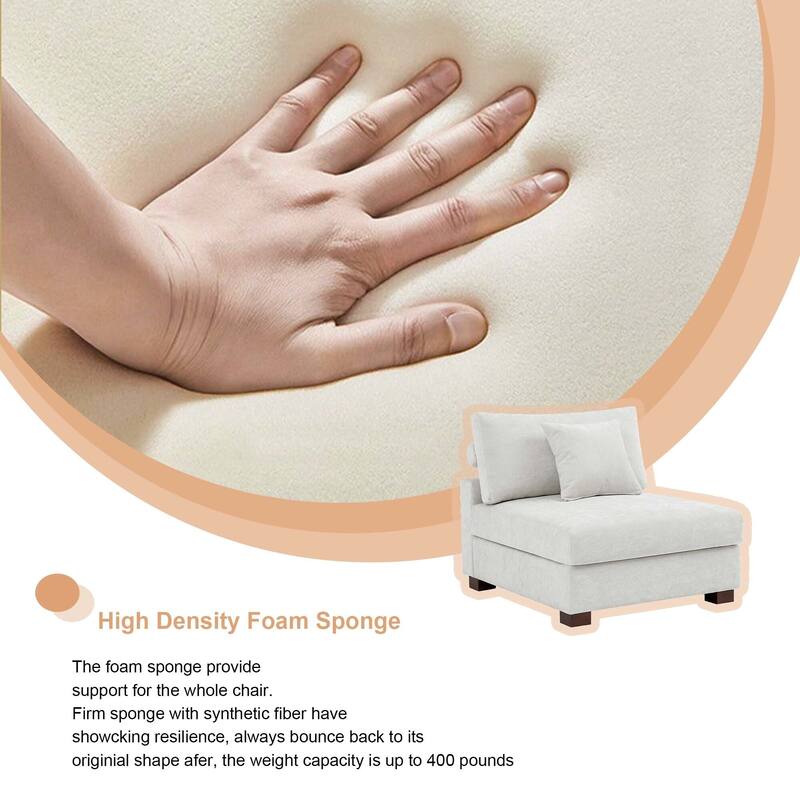 Chenille Upholstered Armless Accent Chair With Plush Cushion