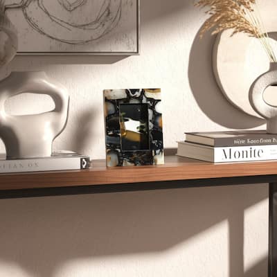 Stone Glass Photo Frame Contemporary Style Natural Textured Accents