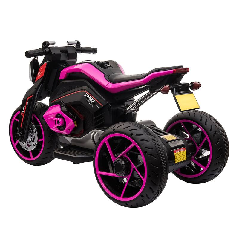 12V Kids' Ride-On Motorcycle with LED Lights, 3 Wheels, and Horn - Ages 3-8