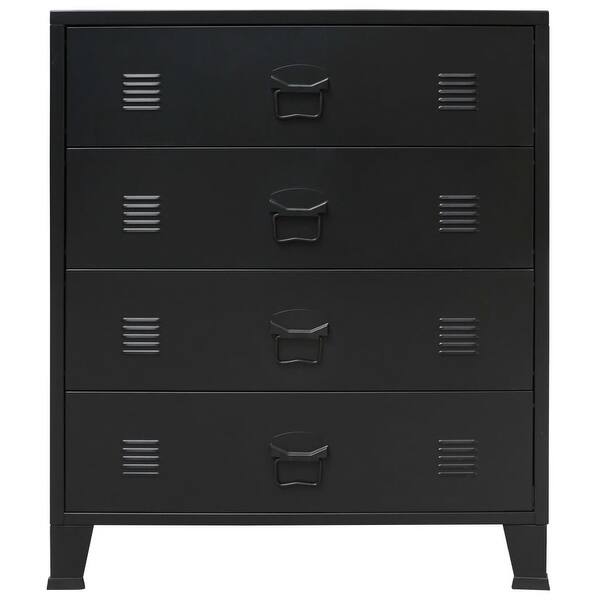 Shop Vidaxl Chest Of Drawers Metal Industrial Style 30 7 X15 7 X36 6 Black Overstock 29049722