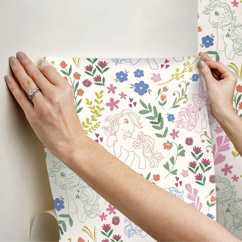 RoomMates My Little Pony Retro Floral Cream Peel and Stick Wallpaper