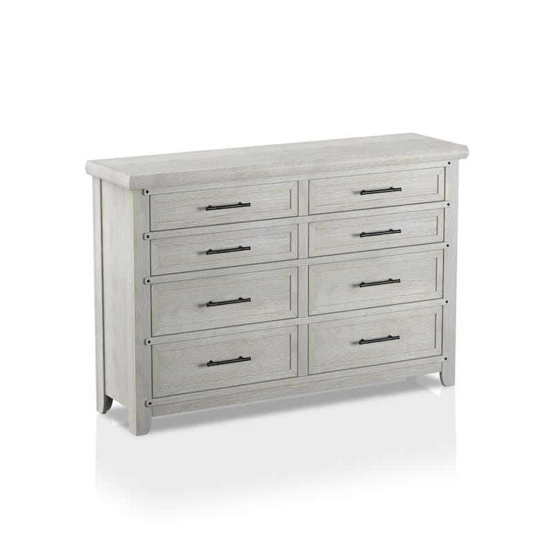 Tiwo Transitional White 56-inch Wide 8-Drawer Solid Wood Dresser by Furniture of America