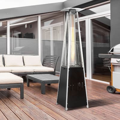 Outdoor 48,000 BTU Pyramid Propane Gas Patio Heater with Wheels