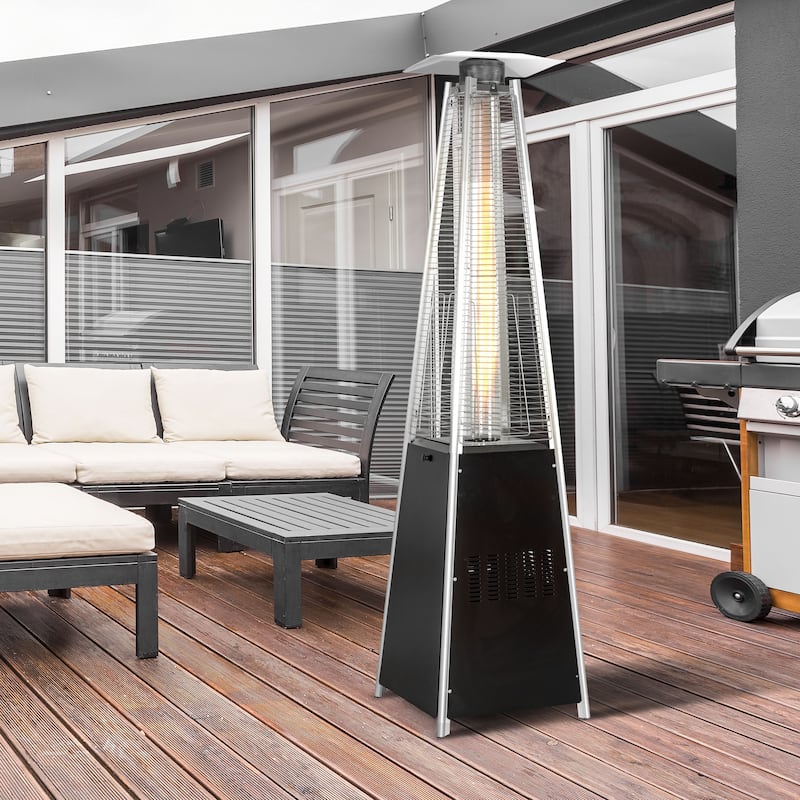 Outdoor 48,000 BTU Pyramid Propane Gas Patio Heater with Wheels - 20.47*20.47*88.19 inch