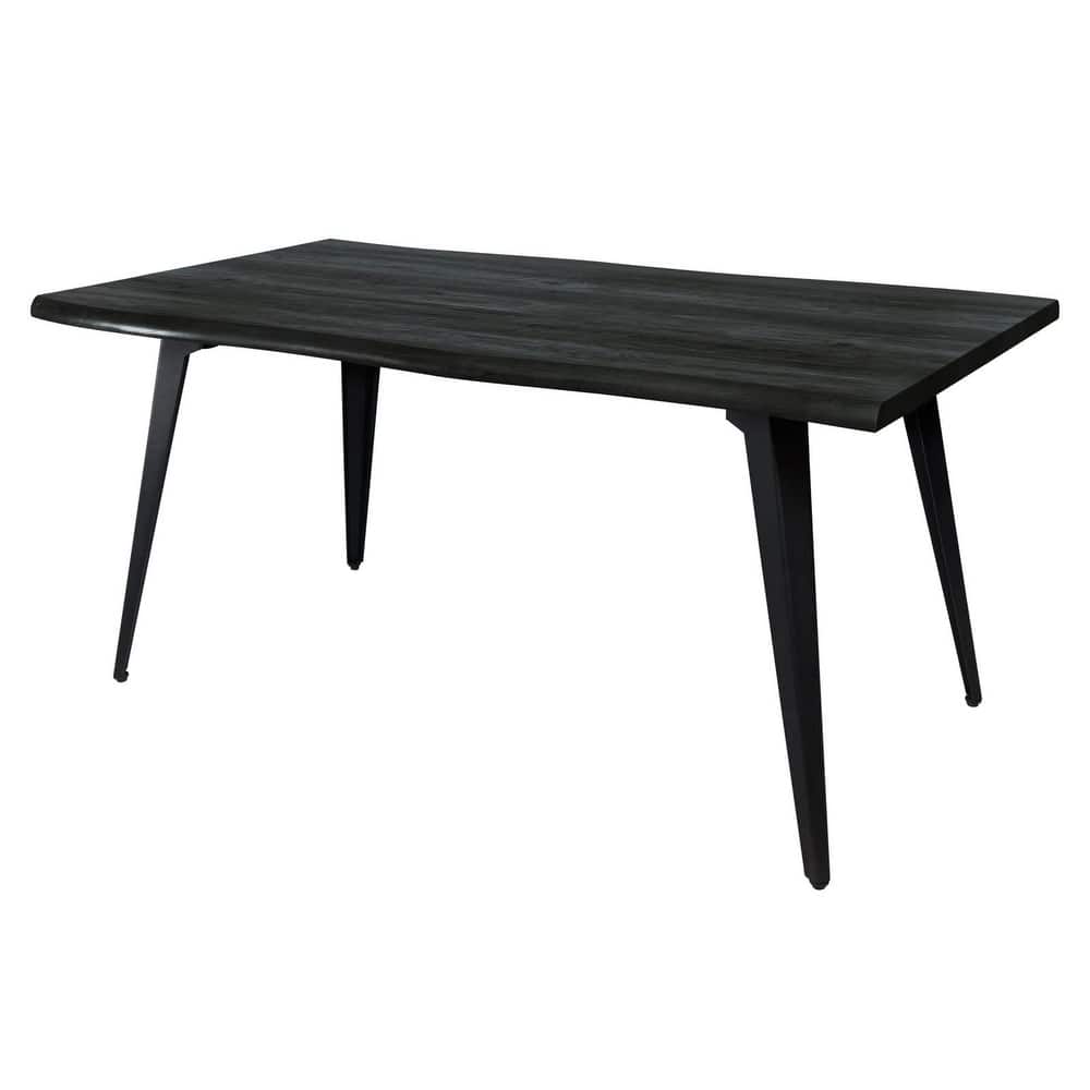 Ravenna Modern Rustic Rectangular Solid MDF Wood Tabletop Dining Table with Tapered Iron Matte Black Finish Legs