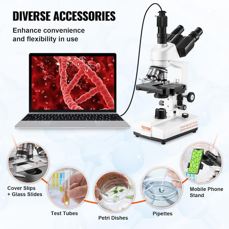 VEVOR Compound Trinocular and Binocular Compound Microscope,Phone