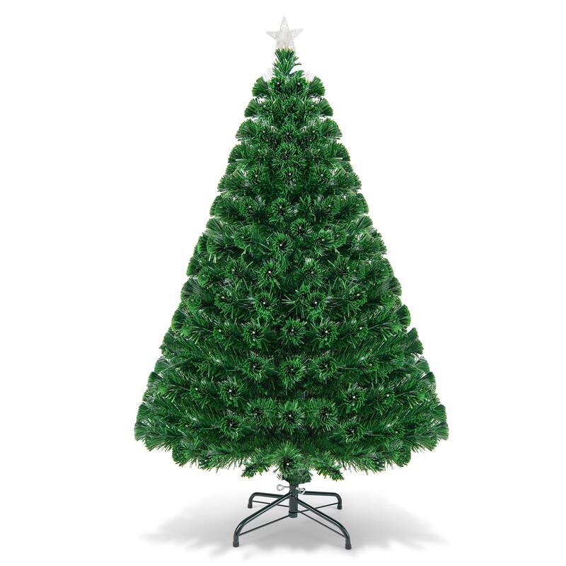 Gymax 5Ft Pre-lit Optical Fiber Christmas Tree w/ Colorful LED Lights - See Details