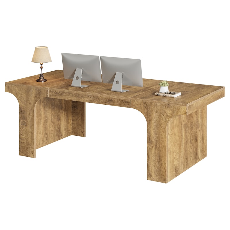 70.87" Executive Office Desk, Large Workspace Computer Desk, Simple Business Writing Table Simple Business for Home Office