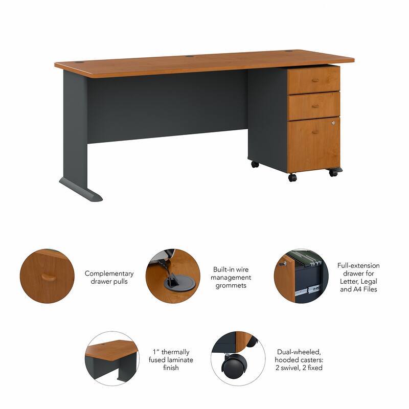 Series A 72W Desk with Mobile File Cabinet by Bush Business Furniture